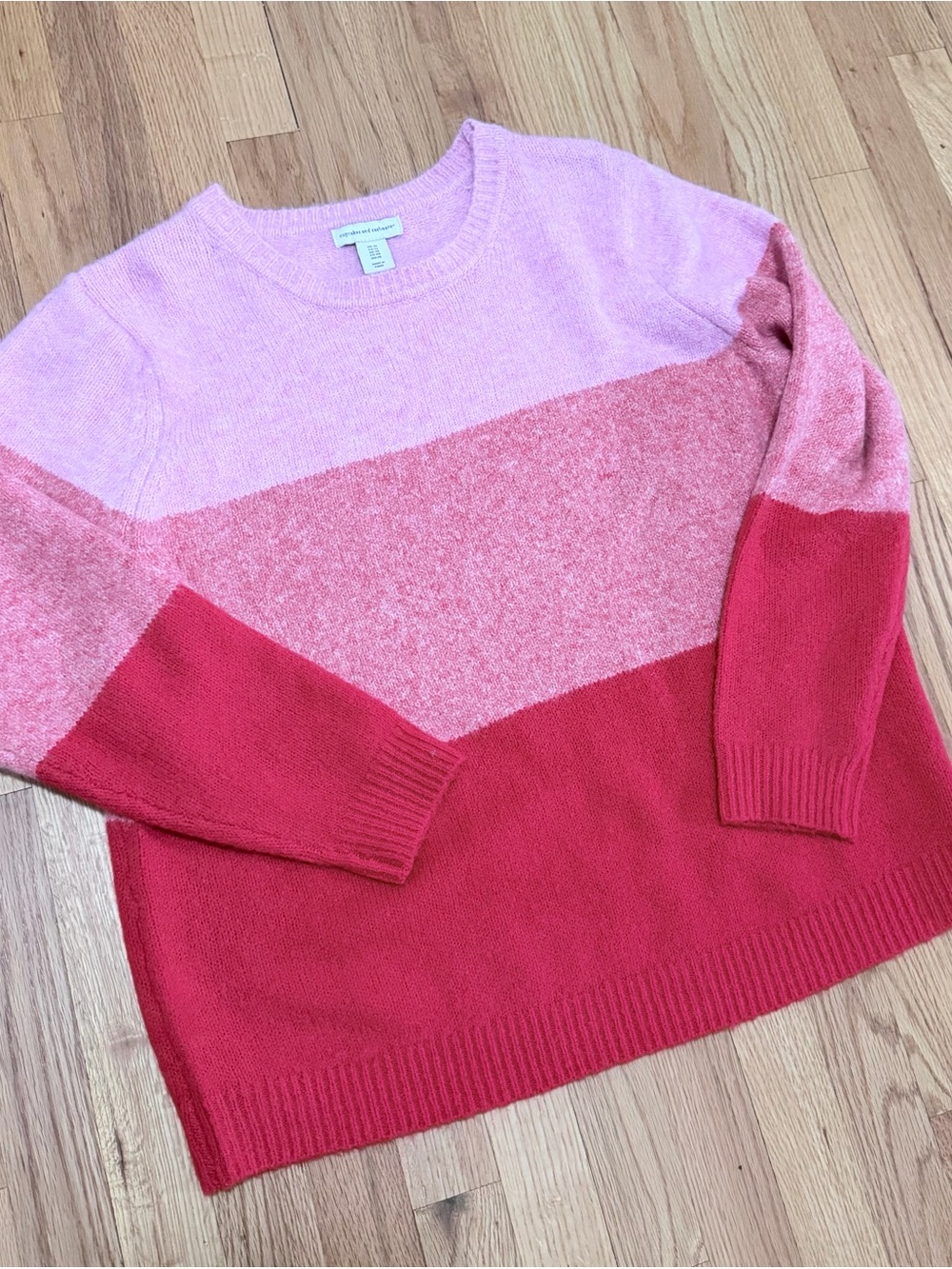 cupcakes & cashmere Pink and Red Colorblock Crewneck Sweater